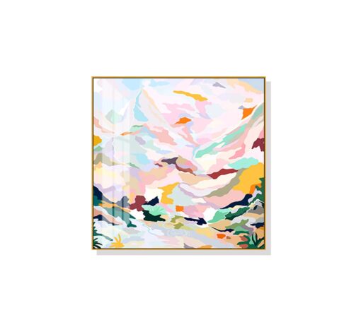 Hand Painted Style Abstract Pink Mountain Wall Art Canvas