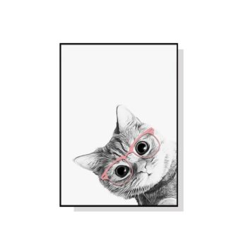 Cat with Pink Glasses Wall Art Canvas