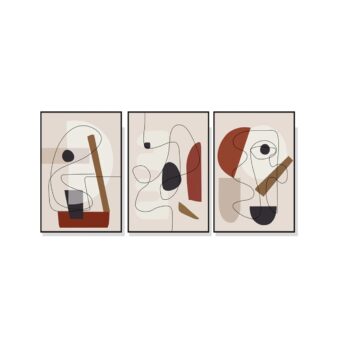 Set of 3 Abstract Line Art By Picasso Wall Art Canvas