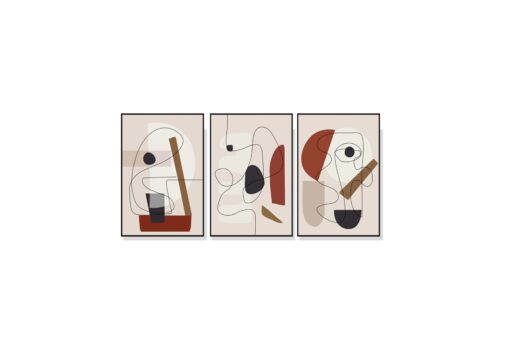 Set of 3 Abstract Line Art By Picasso Wall Art Canvas