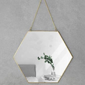 Hanging Hexagon Gold Wall Mirror