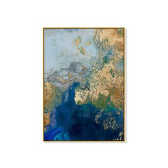 Blue Gold Marble Wall Art Canvas