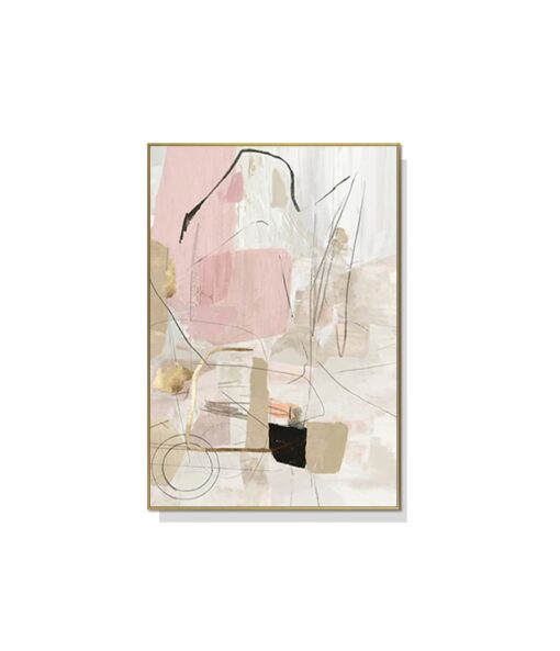 Pink with Gold Abstract Wall Art Canvas