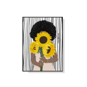 African Woman Sunflower Wall Art Canvas