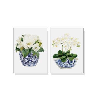 Set of 2 Flowers in a Vase Wall Art Canvas