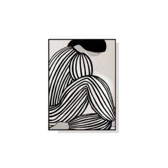 Black Stripes Modern Woman Wall Art Canvas