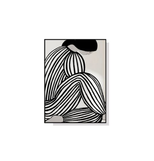 Black Stripes Modern Woman Wall Art Canvas