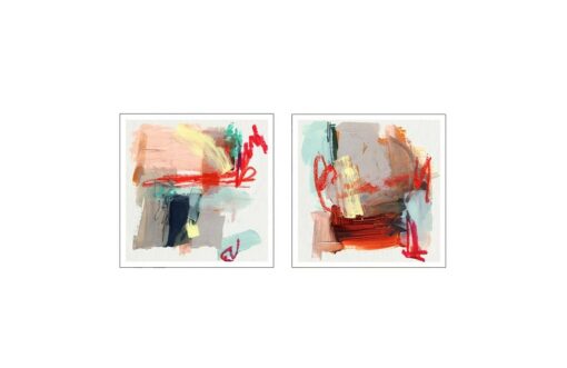 Set of 2 Multicolour Abstract Wall Art Canvas