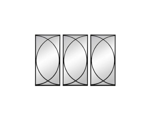 Set of 3 Black Metal Swirl Wall Mirror