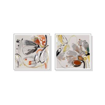 Set of 2 Spring Floral Wall Art Canvas