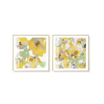 Set of 2 Yellow Flowers Wall Art Canvas