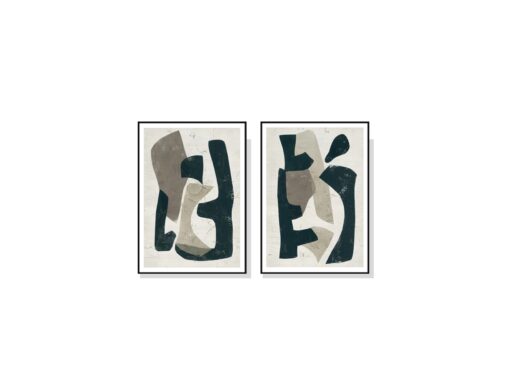 Set of 2 Puzzle Abstract Wall Art Canvas