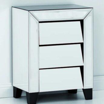 Patty Mirrored 3 Drawer Bedside Table