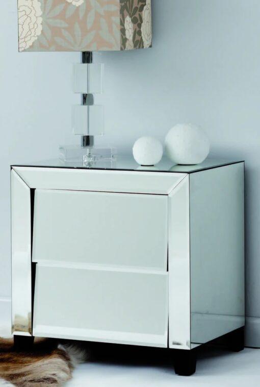 Patty Mirrored 2 Drawer Bedside Table
