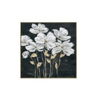 Hand Painted White Blossom Flower Wall Art Canvas