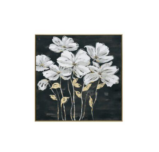 Hand Painted White Blossom Flower Wall Art Canvas