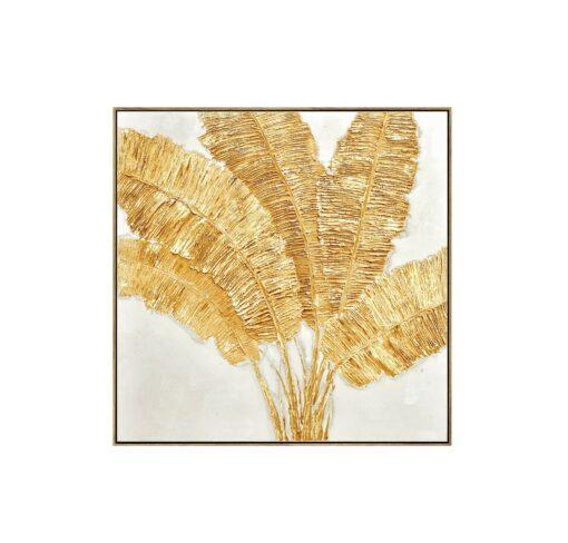 Hand Painted Gold Leaves Wall Art Canvas