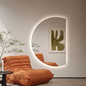 Right Cut Moon LED Wall Mirror